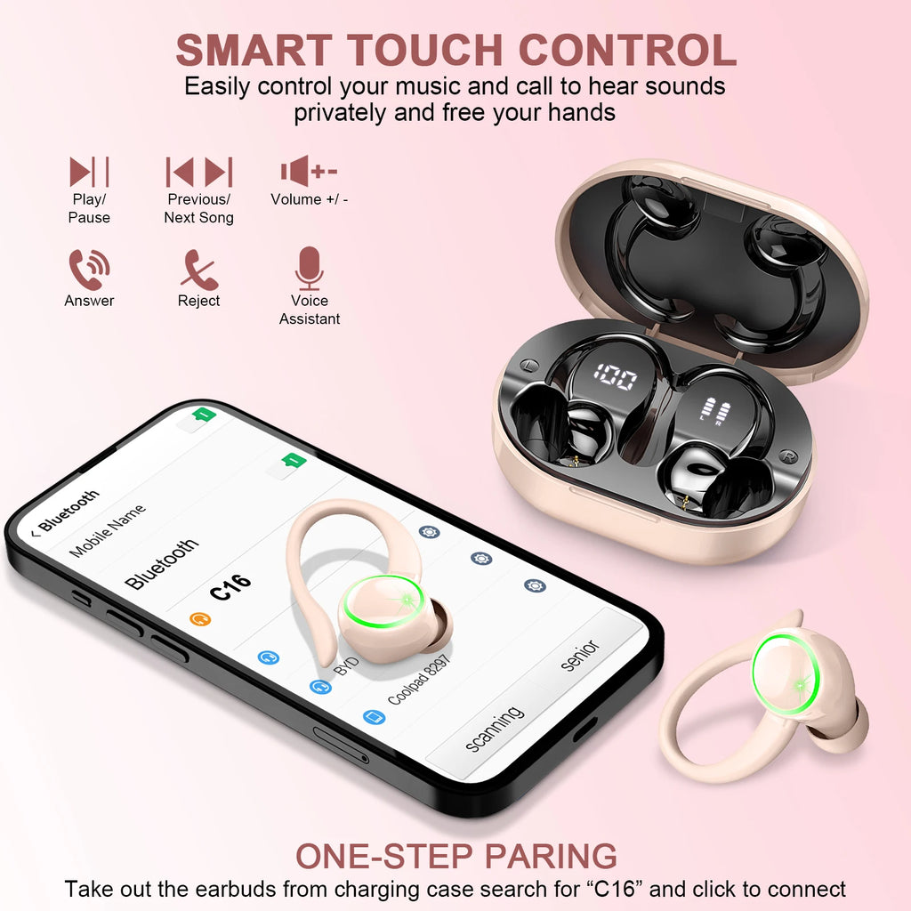 Kuizil Wireless Earbuds Sports, Bluetooth Headphones 5.3, 4 ENC Noise Cancelling Mic, IP7 Waterproof Headset, 50H Playback.