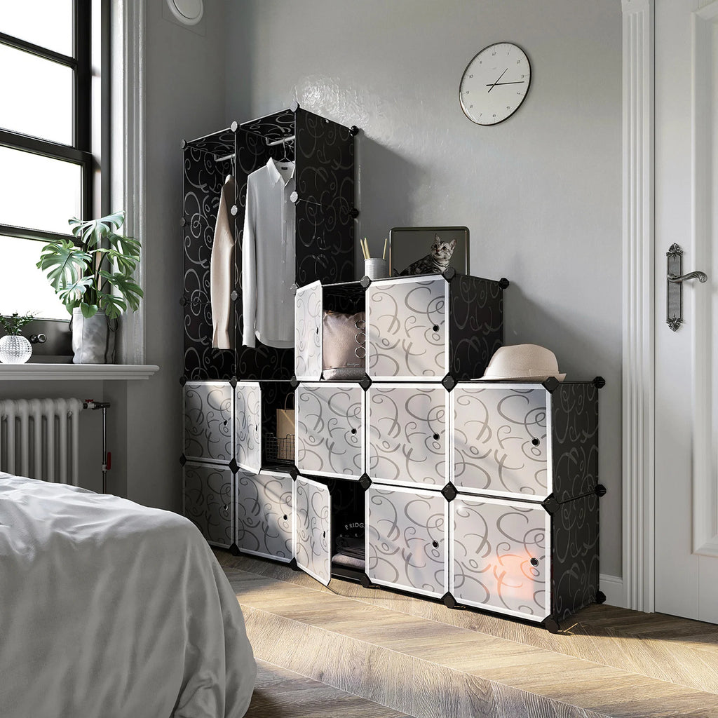 SONGMICS Closet Wardrobe Storage System with 2 Racks 178x143x36cm