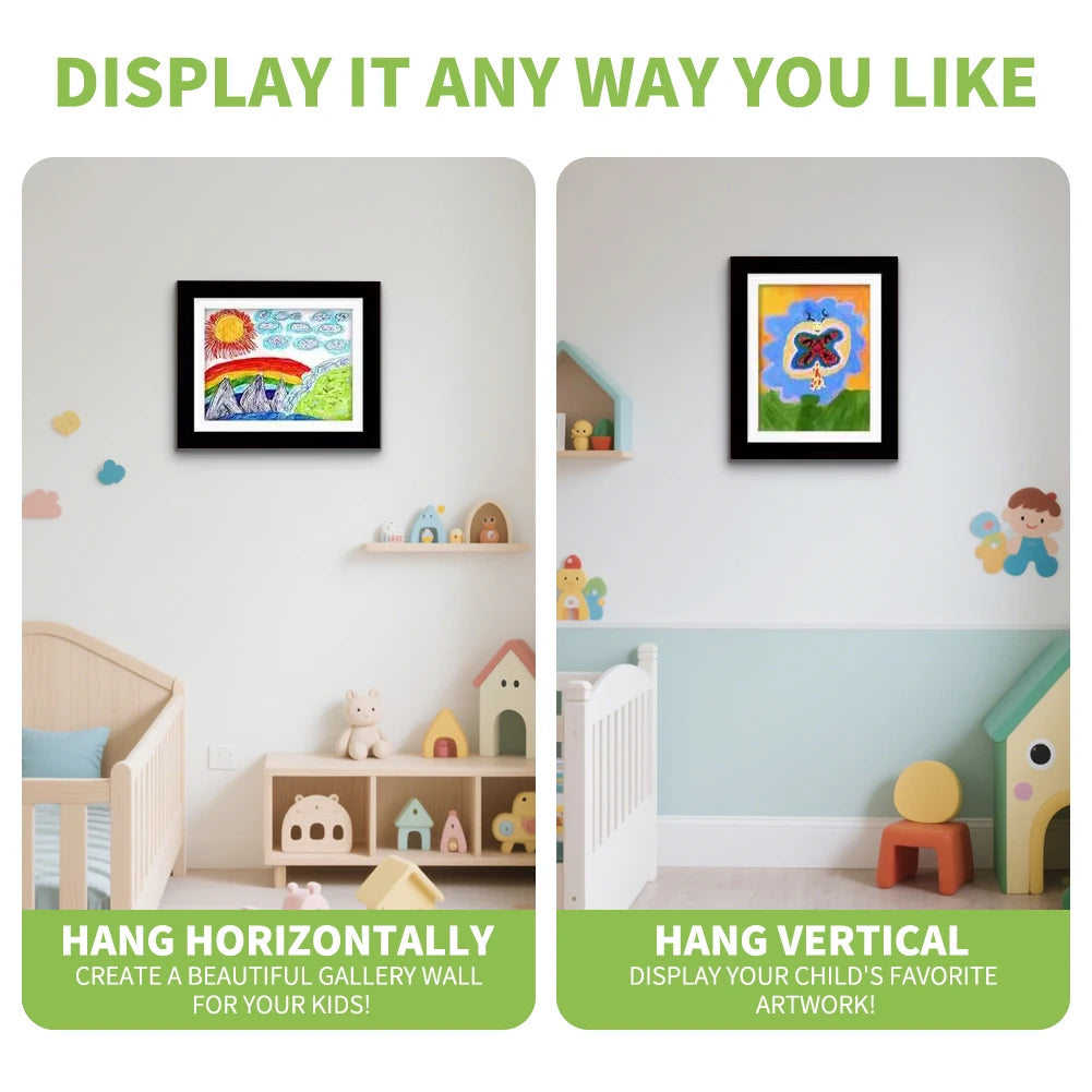 Kids Art Frames, 1pcs A4 Fillable Front Opening Photo Frames, Artwork Display Storage Frame Changeable, Hold 150 Pictures