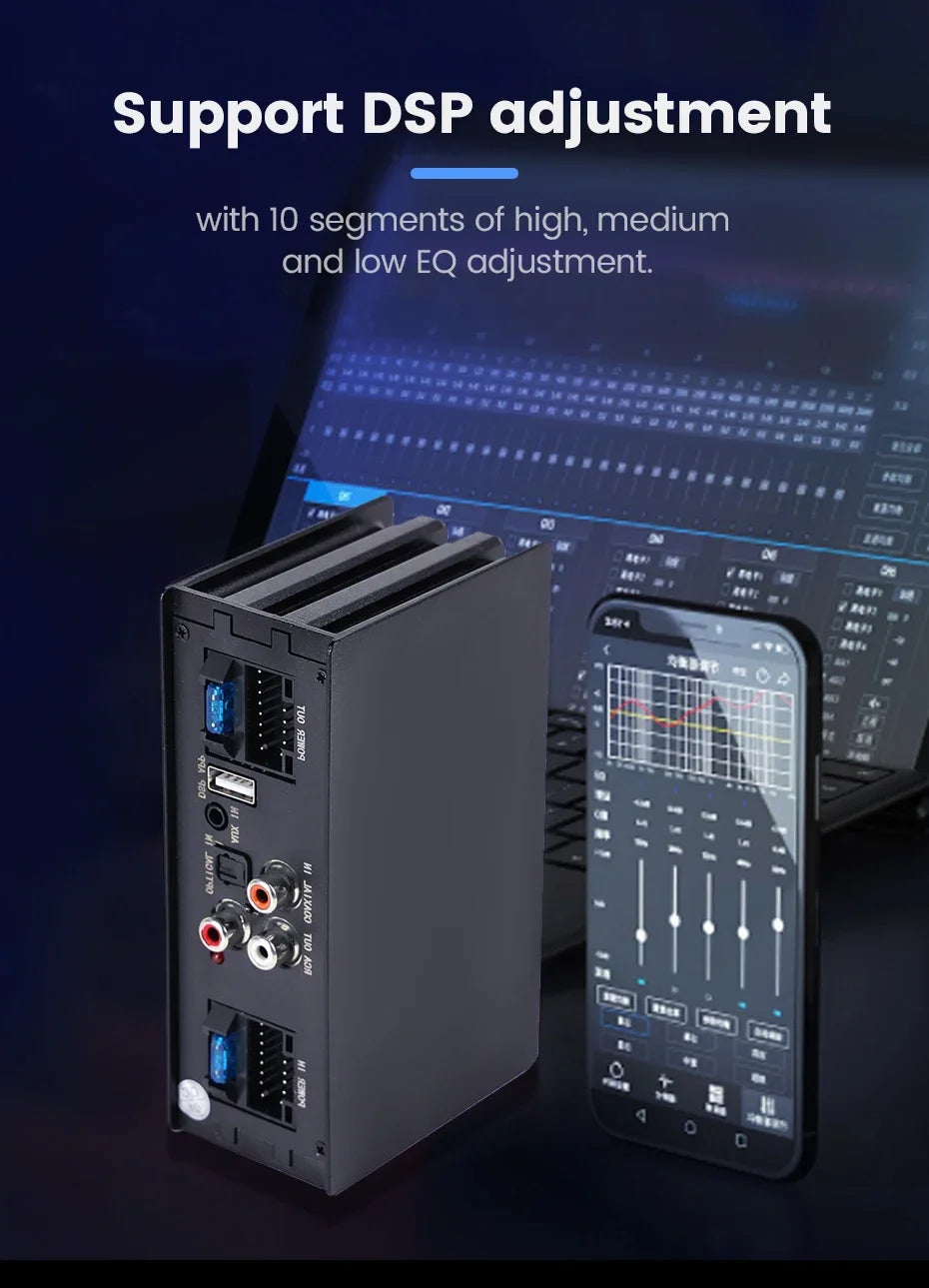 Android Radio DSP Audio Processor 4*80W Amplify Automotive Sound Modules Electronics Stereo Amplifer APP Automobiles Car Parts