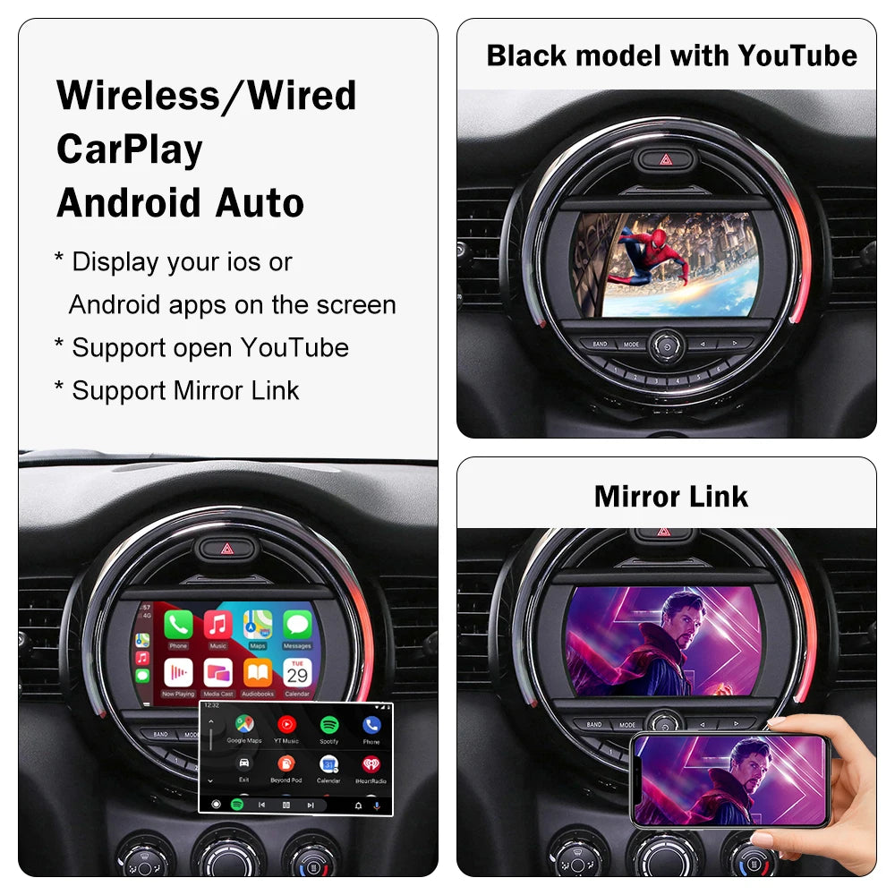Wireless CarPlay for Mini R55 R56 R57 R58 R59 R60 R61 F54 F55 Clubman Countryman Hardtop John Cooper F56 F57 Android Auto