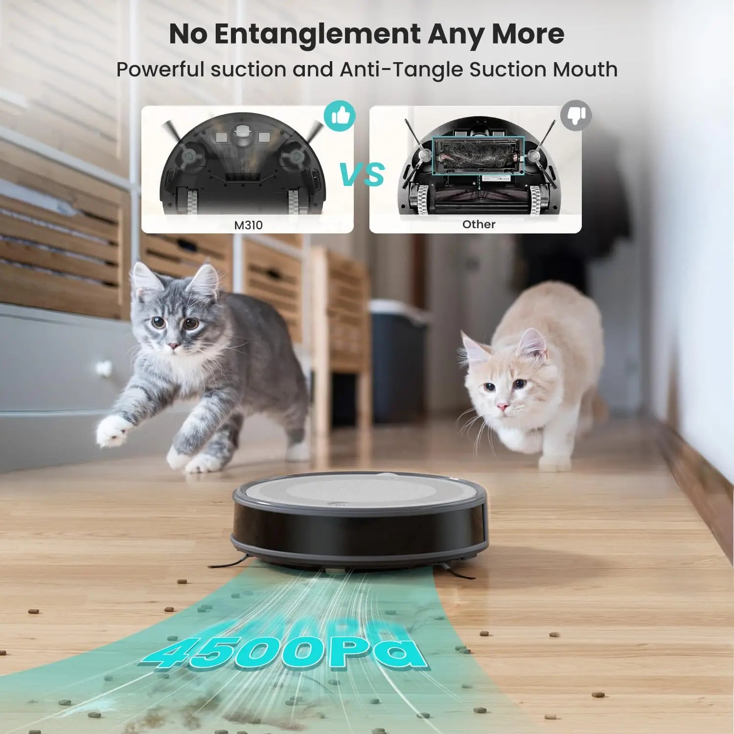 Lefant M310 Robot Vacuum Cleaner 4500PA Powerful Suction 180 Minutes,App/Alexa Control Ideal for Pet Hair and Hard Floors