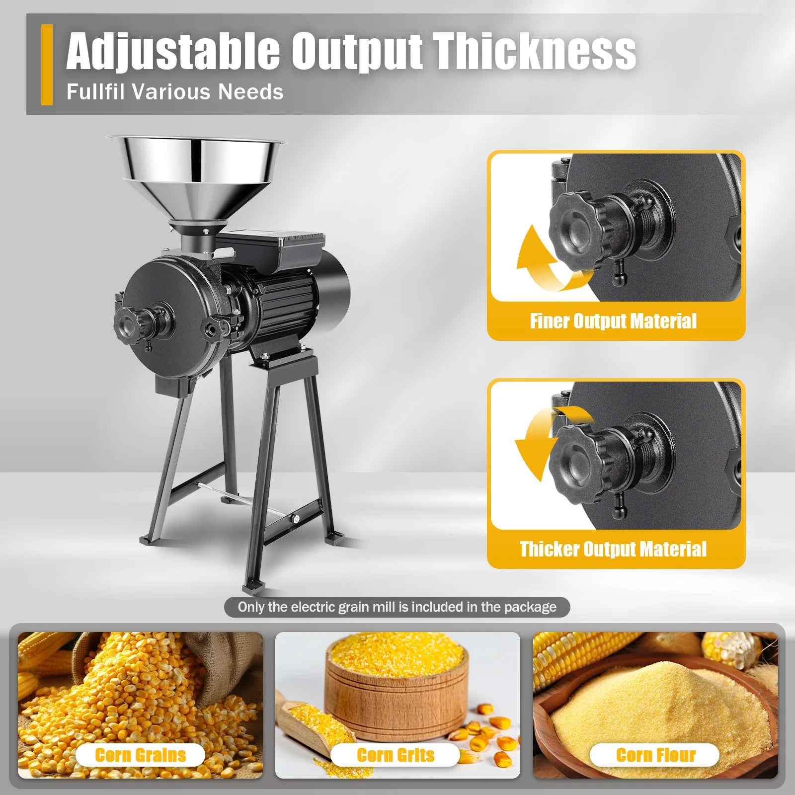 Electric Grain Mill,Dry Grain Wheat Grinder Coffee Bean Milling  and Grinding Machine ,with Stainless Steel Funnel,110/220V