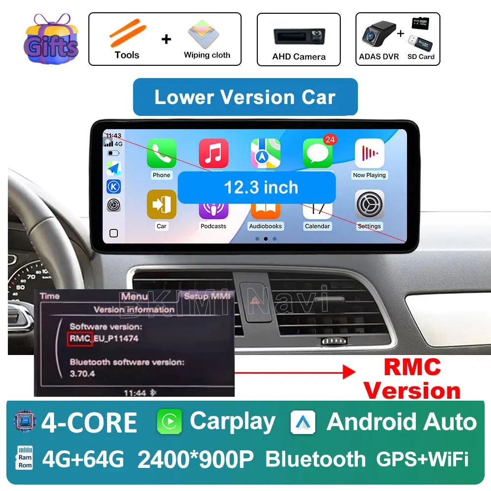 Android OS Car Radio for Audi Q3 2013 2014 2015 2016- 2018 Video Multimedia Player 4G GPS Navi Carplay Auto Accessories DSP BT