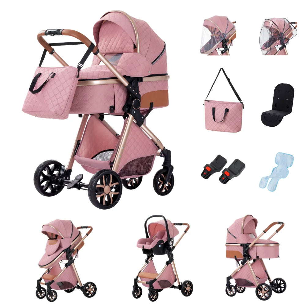 Baby Stroller 3 in 1 Multifunctional Stroller Easy Folding Travel Portable Baby Carriage Safety Seat EU Standard Free Shipping