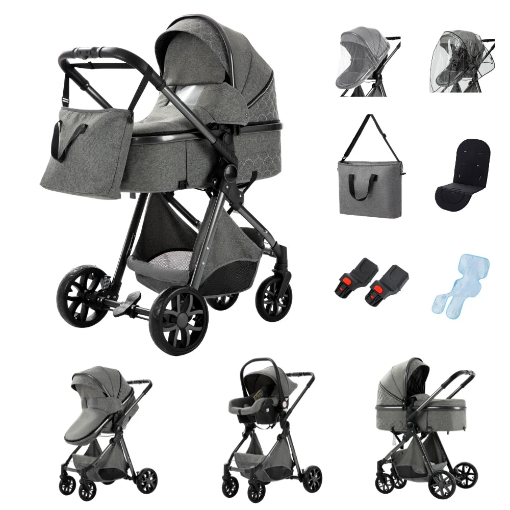 Baby Stroller 3 in 1 Multifunctional Stroller Easy Folding Travel Portable Baby Carriage Safety Seat EU Standard Free Shipping