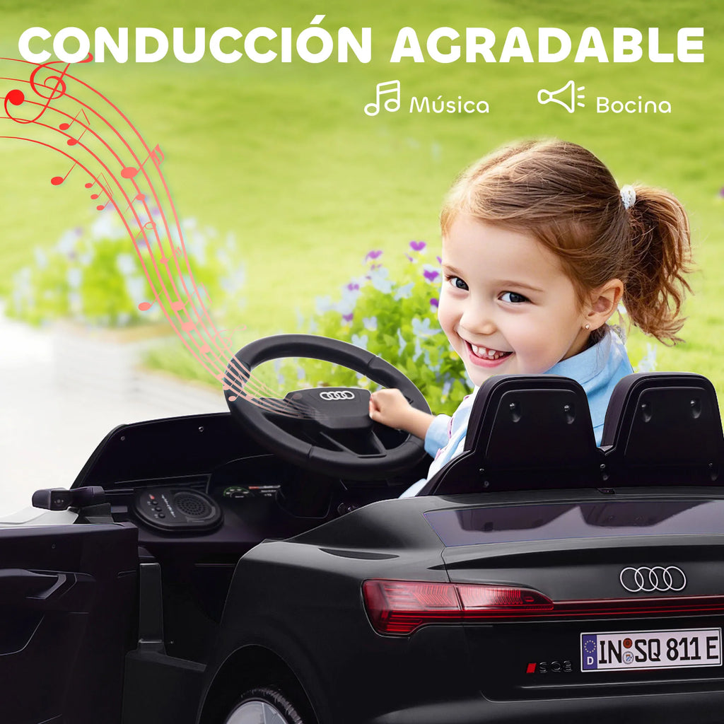 Aiyaplay Electric Car for Children Audi Q8 Etron Sportback with License Remote Control Headlights Horn and Music Gray