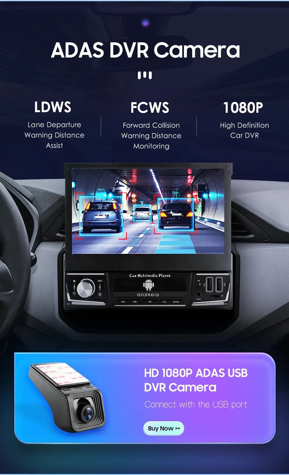 Android 14 Quad Core 2G 32G Single 1 Din Car Autoradio Player Universal Retractable Screen Car Radio WiFi MP5 Car GPS Navigation