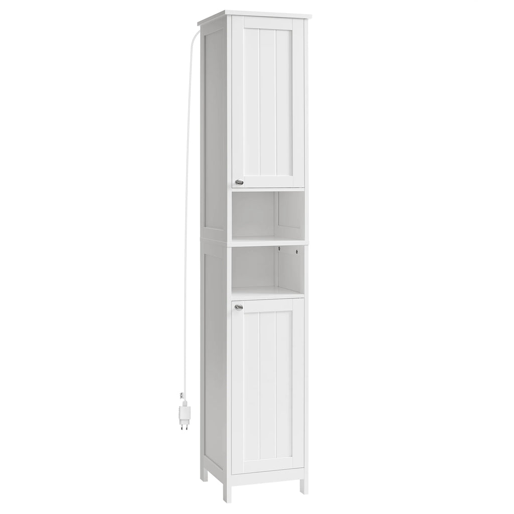 VASAGLE bathroom chest of drawers, bathroom cabinet with lighting, adjustable shelves