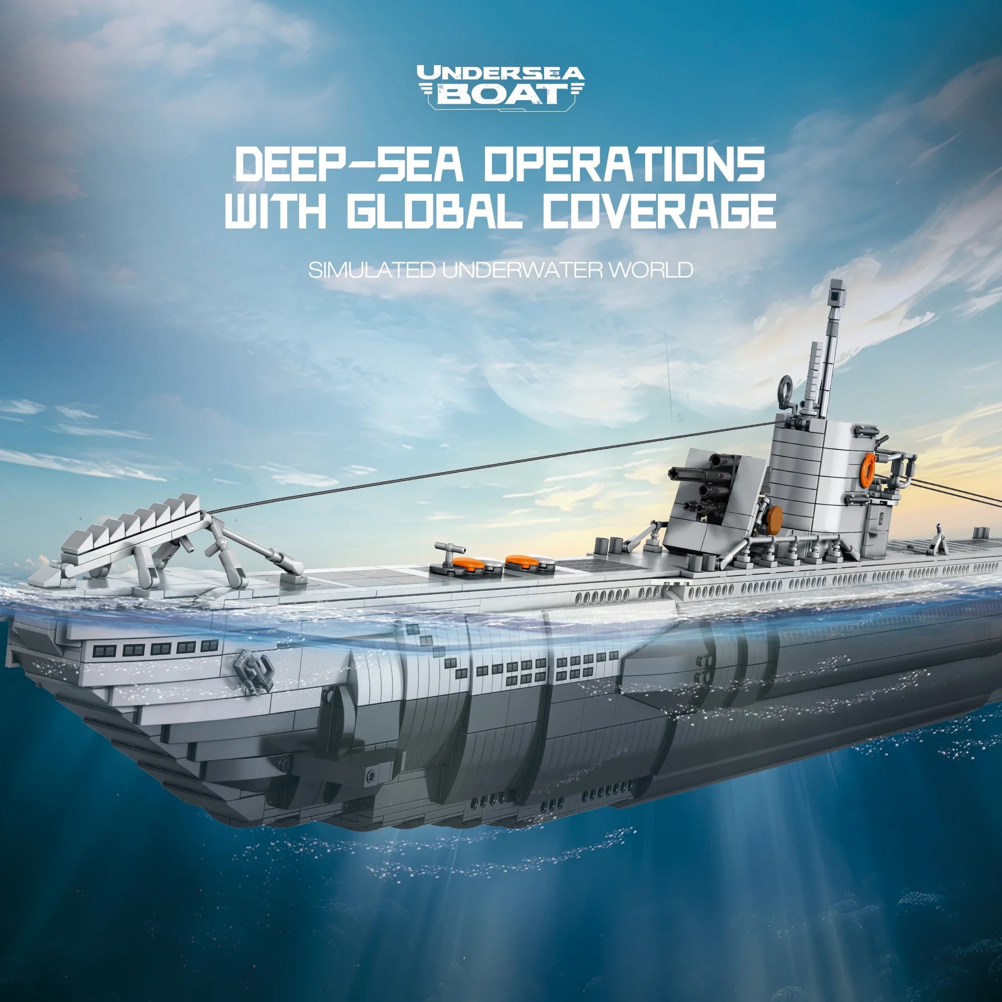 3624PCS U Shaped Submarine Building Blocks Undersea Boat Model Bricks With Base Bracket Desktop Ornaments Kids DIY Toys Gifts