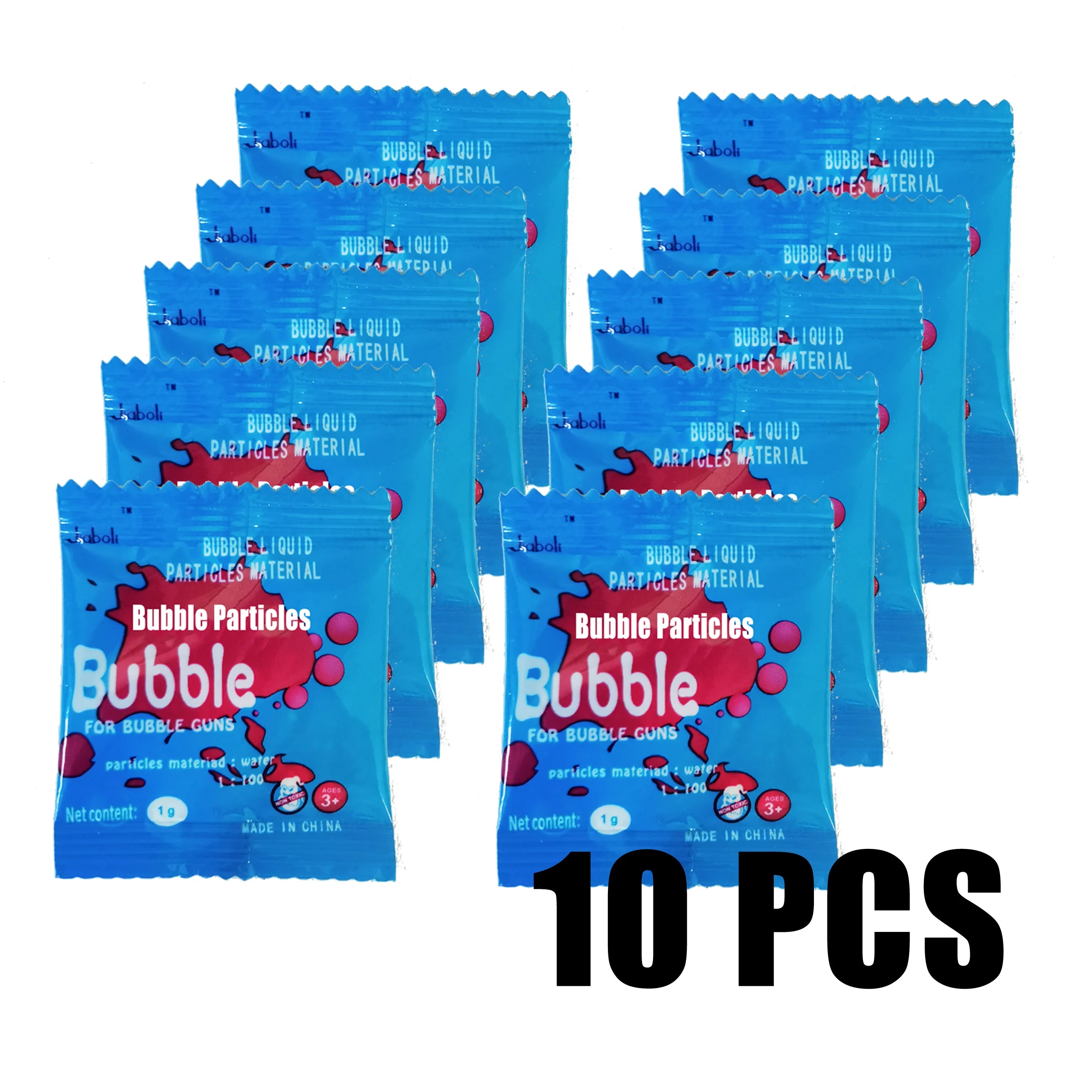 Bubble Liquid Supplement Granule Packaging – Each pack contains 10 sachets of granules, suitable for high-capacity bubble machines