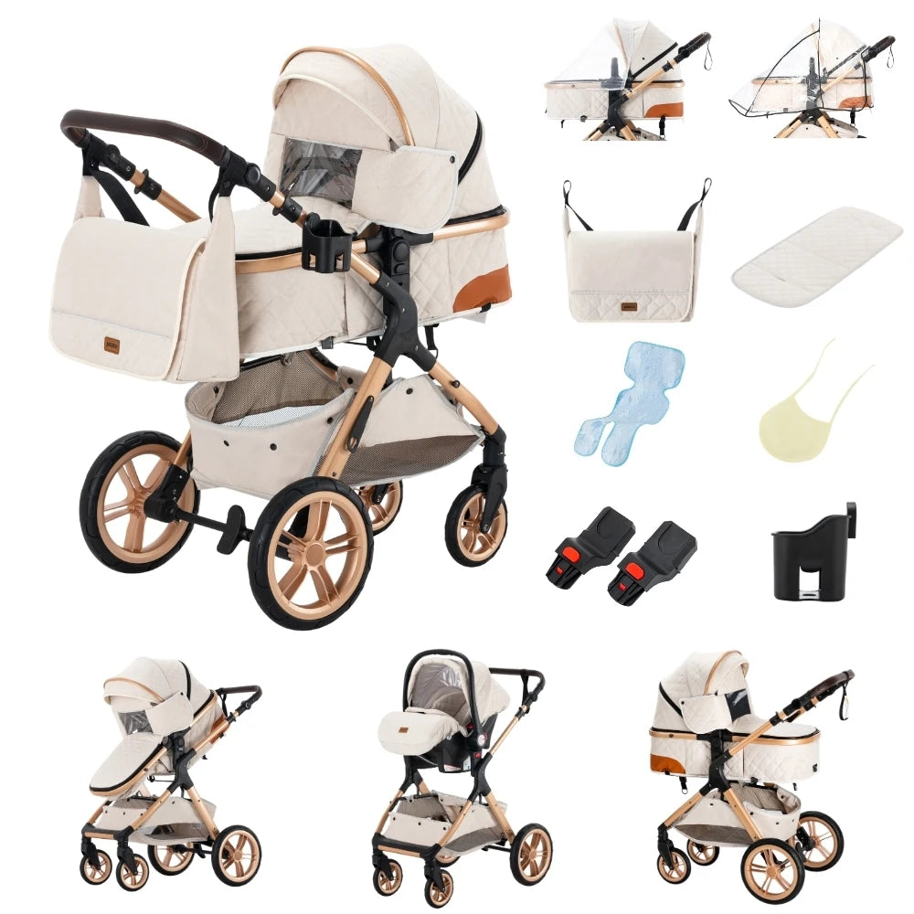 Baby Stroller 3 in 1 Multifunctional Stroller Easy Folding Travel Portable Baby Carriage Safety Seat EU Standard Free Shipping