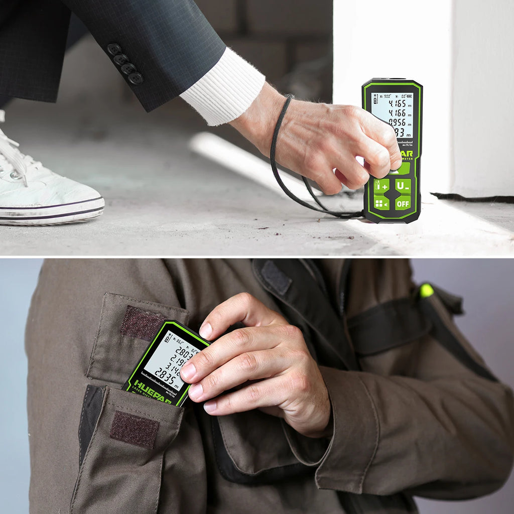 Huepar S60-G Digital Green Laser Distance Meter 60M Laser Tape Measure Rangefinder With LCD Angle Sensor Measuring Tools