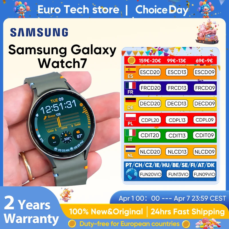 Samsung Galaxy Watch 7 Smartwatch Bluetooth 5.3 40/44mm 1.3'' Super AMOLED Screen Health Monitor Samsung Wear OS GPS