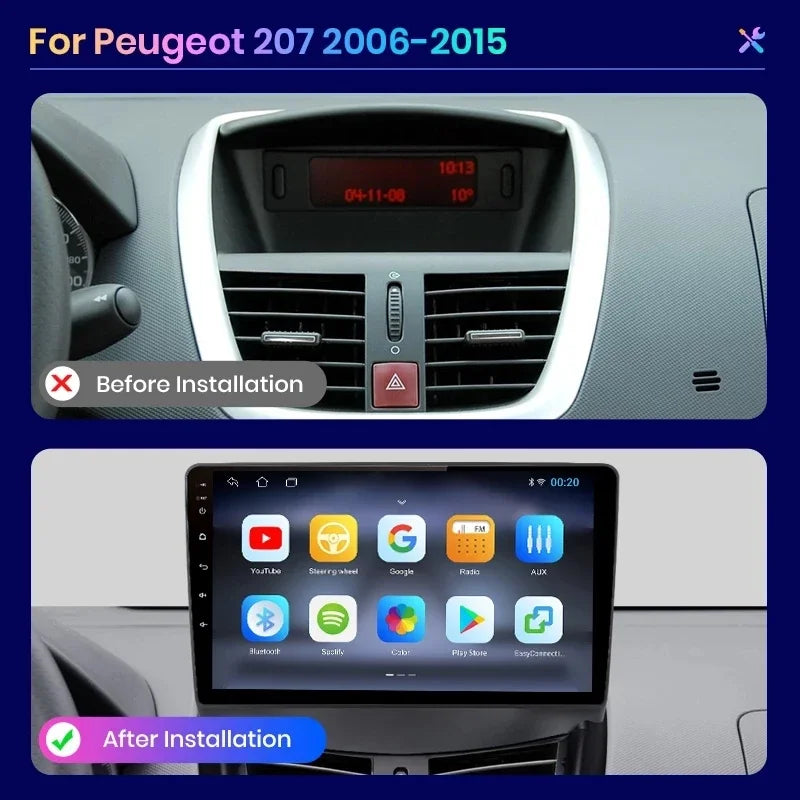 AWESAFE PX9 Car Radio Autoradio for PEUGEOT 207 207CC 2006-2015 Wireless Carplay Screen Android Auto Stereo GPS Navi FM RDS BT
