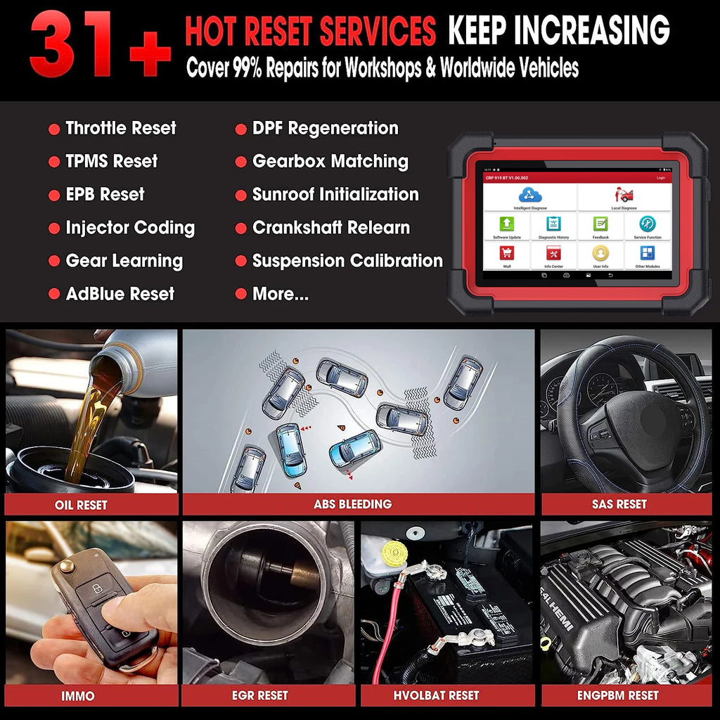 LAUNCH X431 CRP919E BT Car Diagnostic Tool OBD2 Scanner DBScar VII VCI Auto with Active Test ECU Coding CANFD DOIP 31+ Reset
