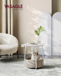 VASAGLE Round Side Table Small Coffee Table Small Living Room Table with Fabric Basket Living Room Storage Space