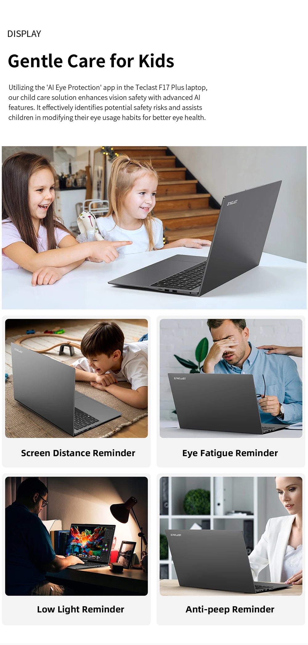 Teclast F17Plus Laptop, 17.3 Inches, for Intel N150, 16Gb Ram 512Gb Ssd, Windows 11 Pro, Notebook with 180 Rotation °   Mini-Hdmi Backlit Keyboard
