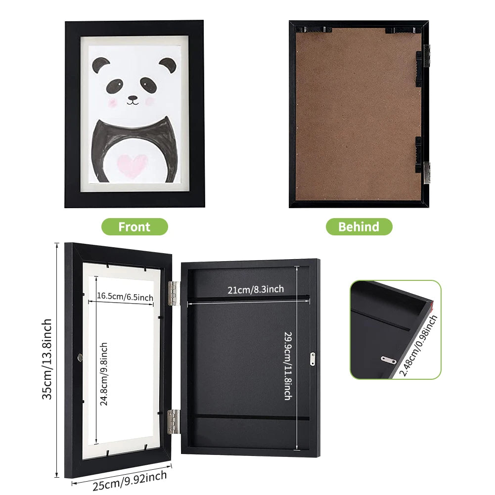 Kids Art Frames, 1pcs A4 Fillable Front Opening Photo Frames, Artwork Display Storage Frame Changeable, Hold 150 Pictures