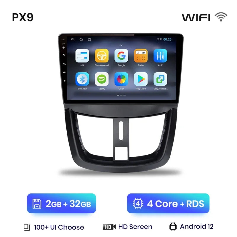 AWESAFE PX9 Car Radio Autoradio for PEUGEOT 207 207CC 2006-2015 Wireless Carplay Screen Android Auto Stereo GPS Navi FM RDS BT