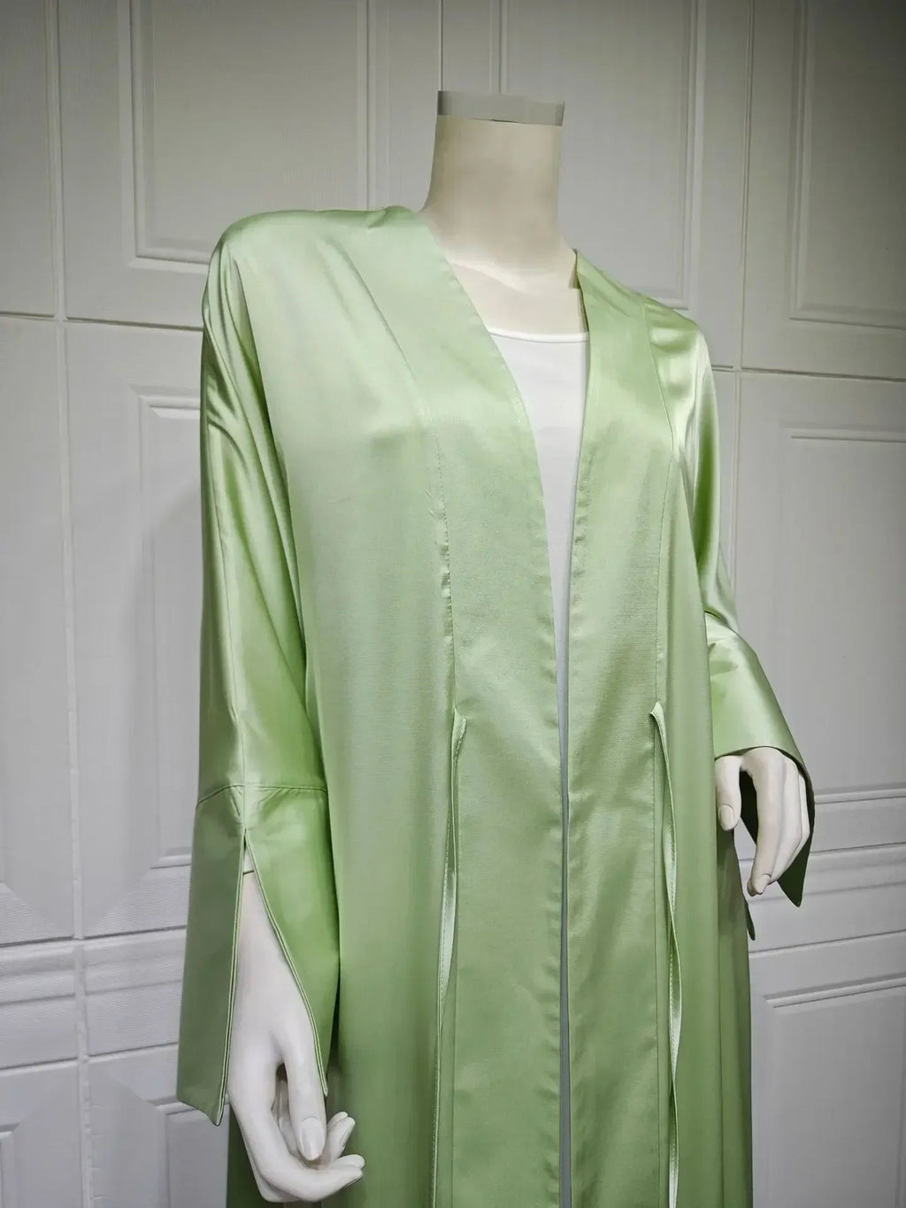 Muslim Women Pink Satin Kimono Abaya Damen Dubai Elegant Luxury Kaftan Modest Dress Islam Caftan Marocain Robe Femme Musulmane