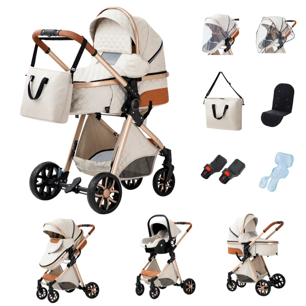 Baby Stroller 3 in 1 Multifunctional Stroller Easy Folding Travel Portable Baby Carriage Safety Seat EU Standard Free Shipping