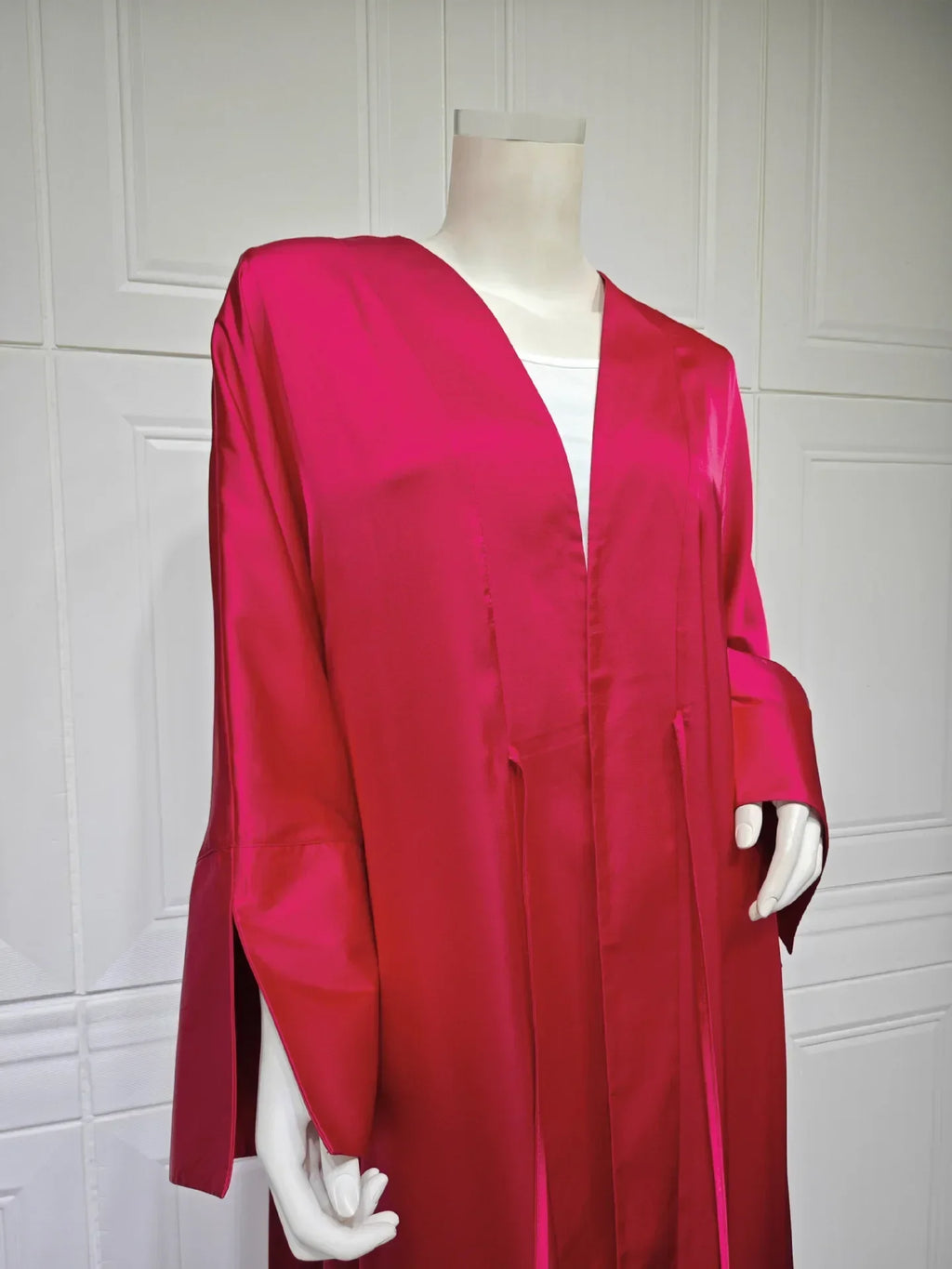 Muslim Women Pink Satin Kimono Abaya Damen Dubai Elegant Luxury Kaftan Modest Dress Islam Caftan Marocain Robe Femme Musulmane