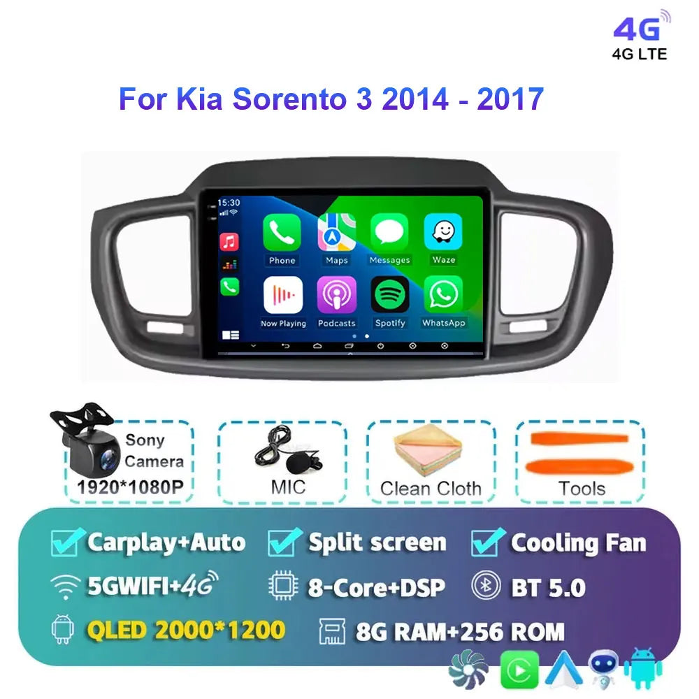 Android 15 For Kia Sorento 3 2014 - 2017 Car Radio Multimedia Video Player Navigation stereo GPS Android 10 No 2din 2 din dvd