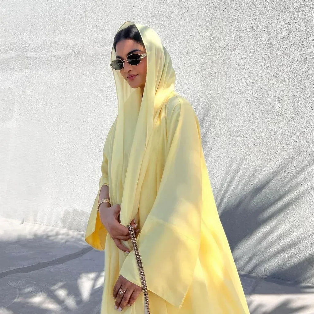 Muslim Women Pink Satin Kimono Abaya Damen Dubai Elegant Luxury Kaftan Modest Dress Islam Caftan Marocain Robe Femme Musulmane