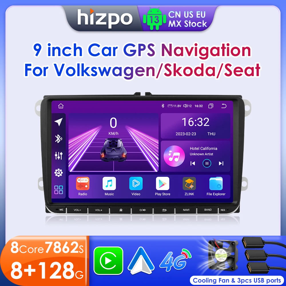 Hizpo Android 13 Auto Radio for Volkswagen VW Passat B6 B7 CC Tiguan Touran GOLF POLO Carplay Car Multimedia GPS 2din Autoradio