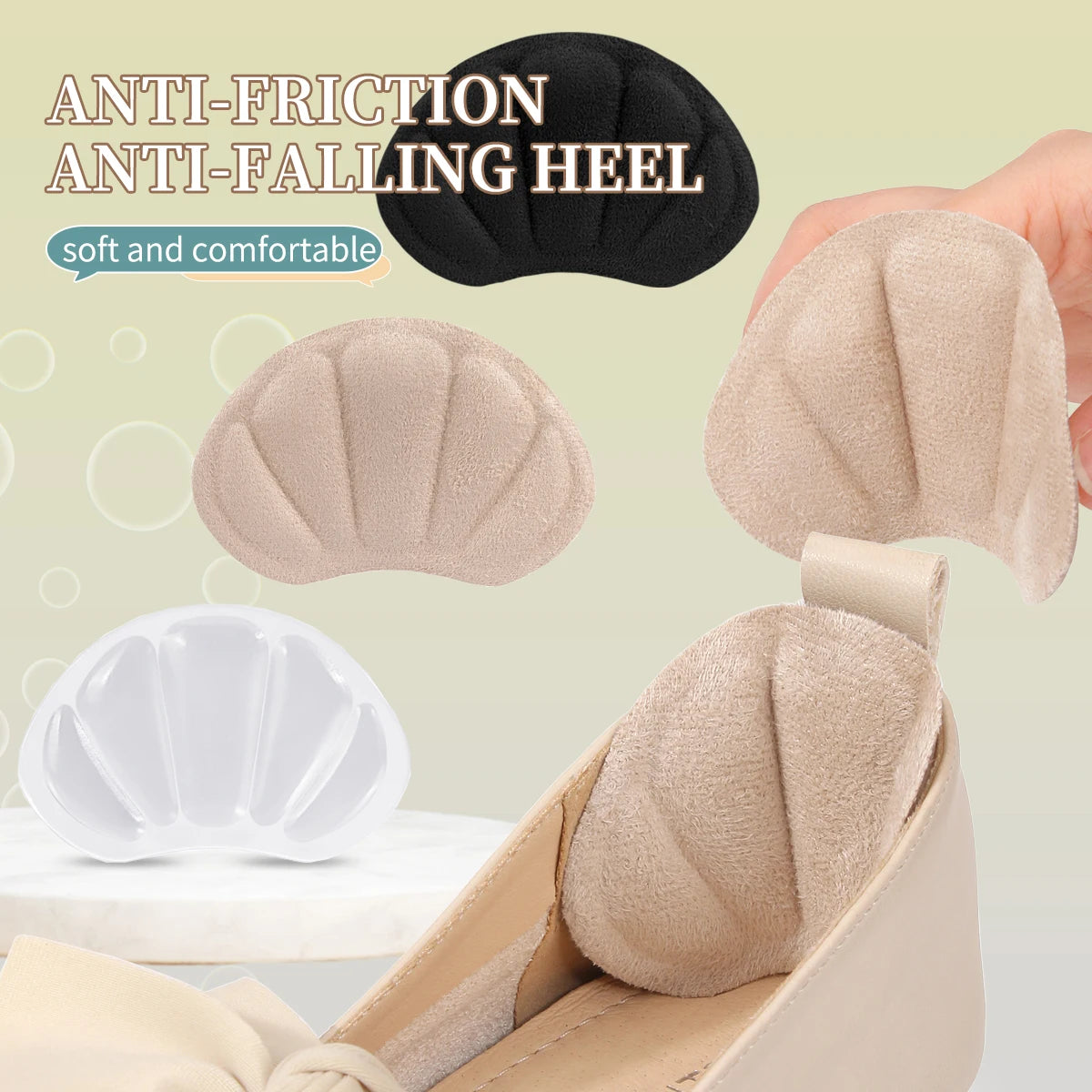 2 PCS Clear Gel High Heel Pain Relief Insoles - Forefoot Cushion Half Pads & Anti-Slip Heel Grips for Blister Prevention
