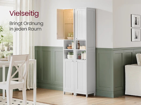 VASAGLE bathroom chest of drawers, bathroom cabinet with lighting, adjustable shelves