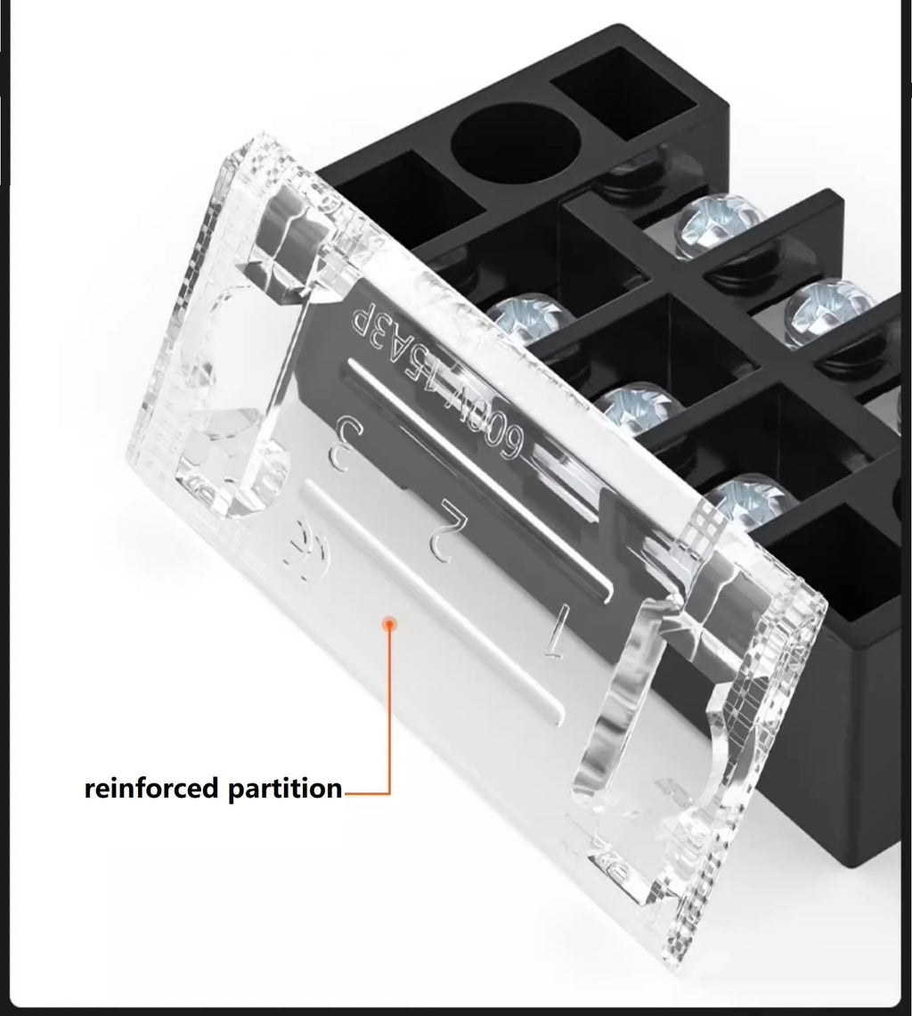 25A 600V Dual Row Barrier Screw Terminal Block Wire Connector TB Series 3 4 5 6 8 10 12 16 20 Positions Ways Factory Wholesale
