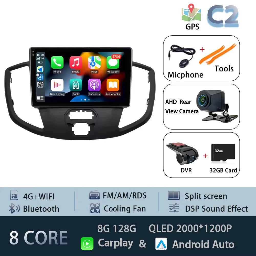 Android 15 for Ford Transit 2015 - 2018 Qualcomm Snapdragon Navigation 4G WIFI  Multimedia Player Auto Carplay auto BT