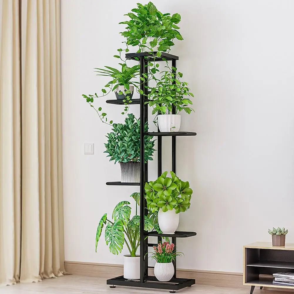 6 Tier Plant Shelves Iron Potted Flower Plant Stand Rack Multiple Flower Pot Holder Shelf Indoor Outdoor Planter Display