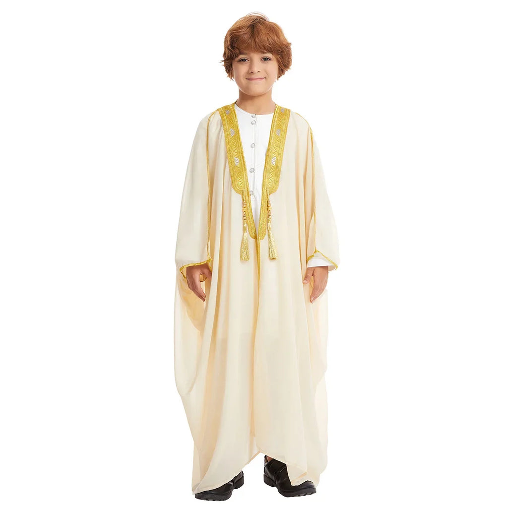 Muslim Saudi Arabian Boy Abaya Children Praying Islamic Clothing Kimono Middle Eastern Teen Dress Dubai New Fashion Classic