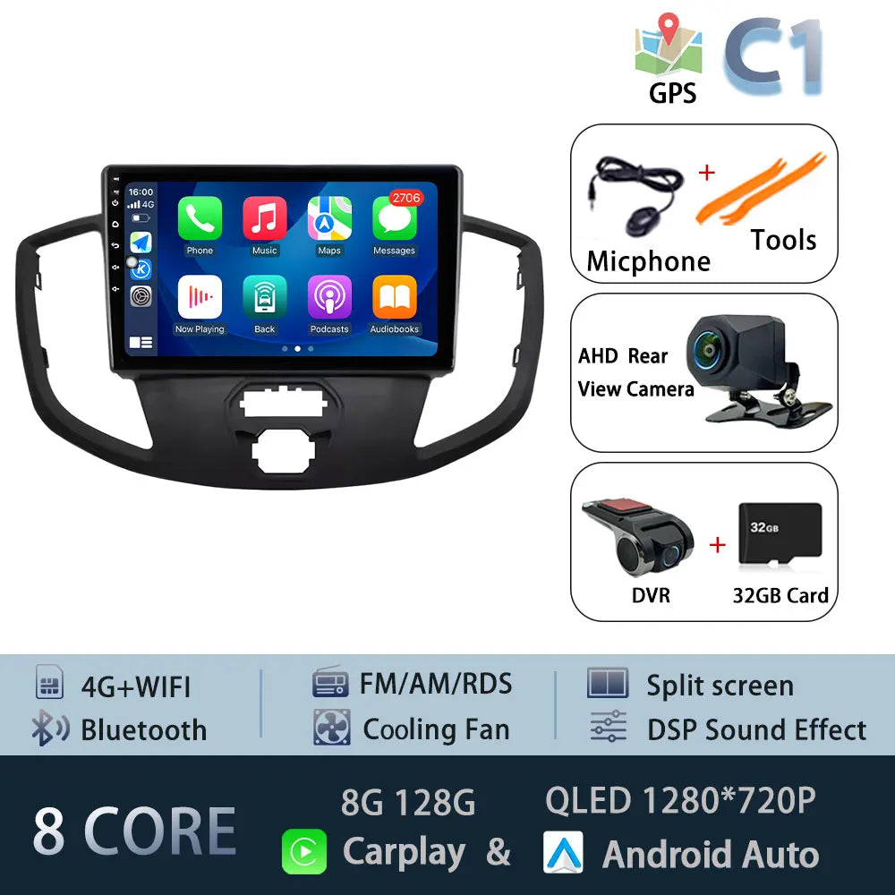Android 15 for Ford Transit 2015 - 2018 Qualcomm Snapdragon Navigation 4G WIFI  Multimedia Player Auto Carplay auto BT