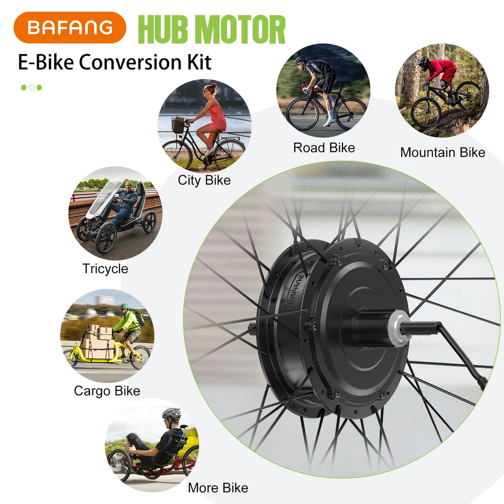 Bafang 48V 500W Front Rear Hub Motor Brushless Gear Bicycle Electric Bike Conversion Kit 20-29 Inch 700C Wheel Drive Engine
