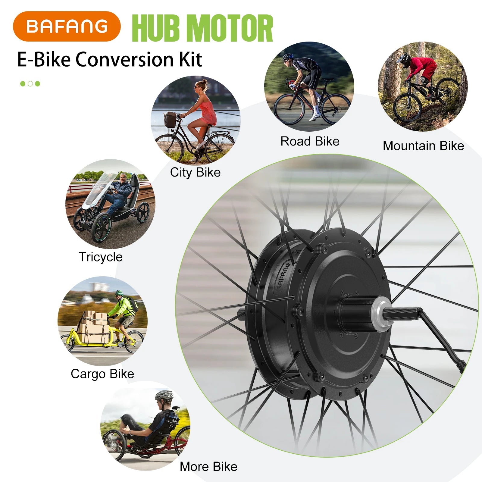 Bafang 48V 500W Front Rear Hub Motor Brushless Gear Bicycle Electric Bike Conversion Kit 20-29 Inch 700C Wheel Drive Engine