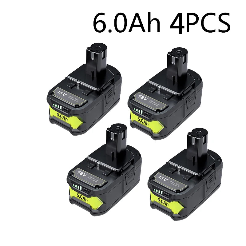 6000mAh For RYOBI 18V Li-Ion Replacement For Ryobi P108 P107 P108 RB18L50 RB18L20 Power Tool Rechargeable Battery And Charger