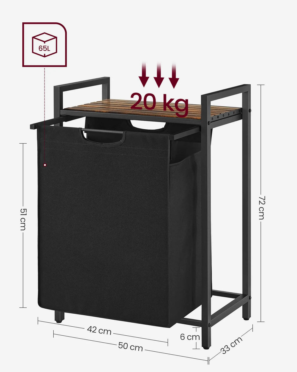 VASAGLE laundry basket Laundry Collector with Storage, Laundry Box, Oxford Fabric Laundry Bag Extendable Detachable Metal Frame