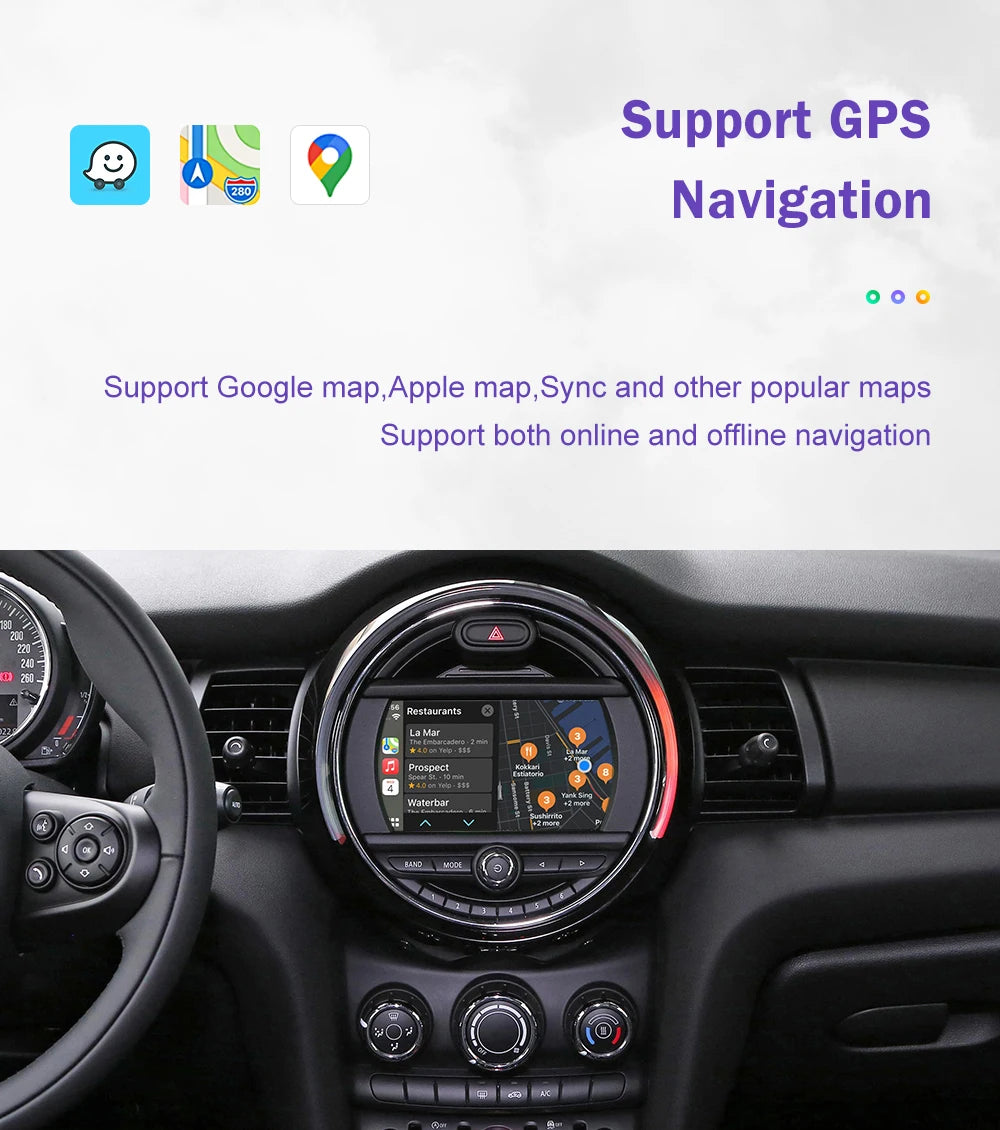 Wireless CarPlay for Mini R55 R56 R57 R58 R59 R60 R61 F54 F55 Clubman Countryman Hardtop John Cooper F56 F57 Android Auto