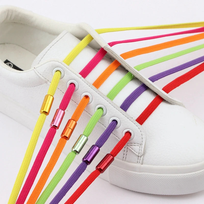 Round Shoelaces Capsule Buckle Aluminum Shoe Laces Without Ties Metal Lock Children And Adults Sneakers Shoelace Accessories