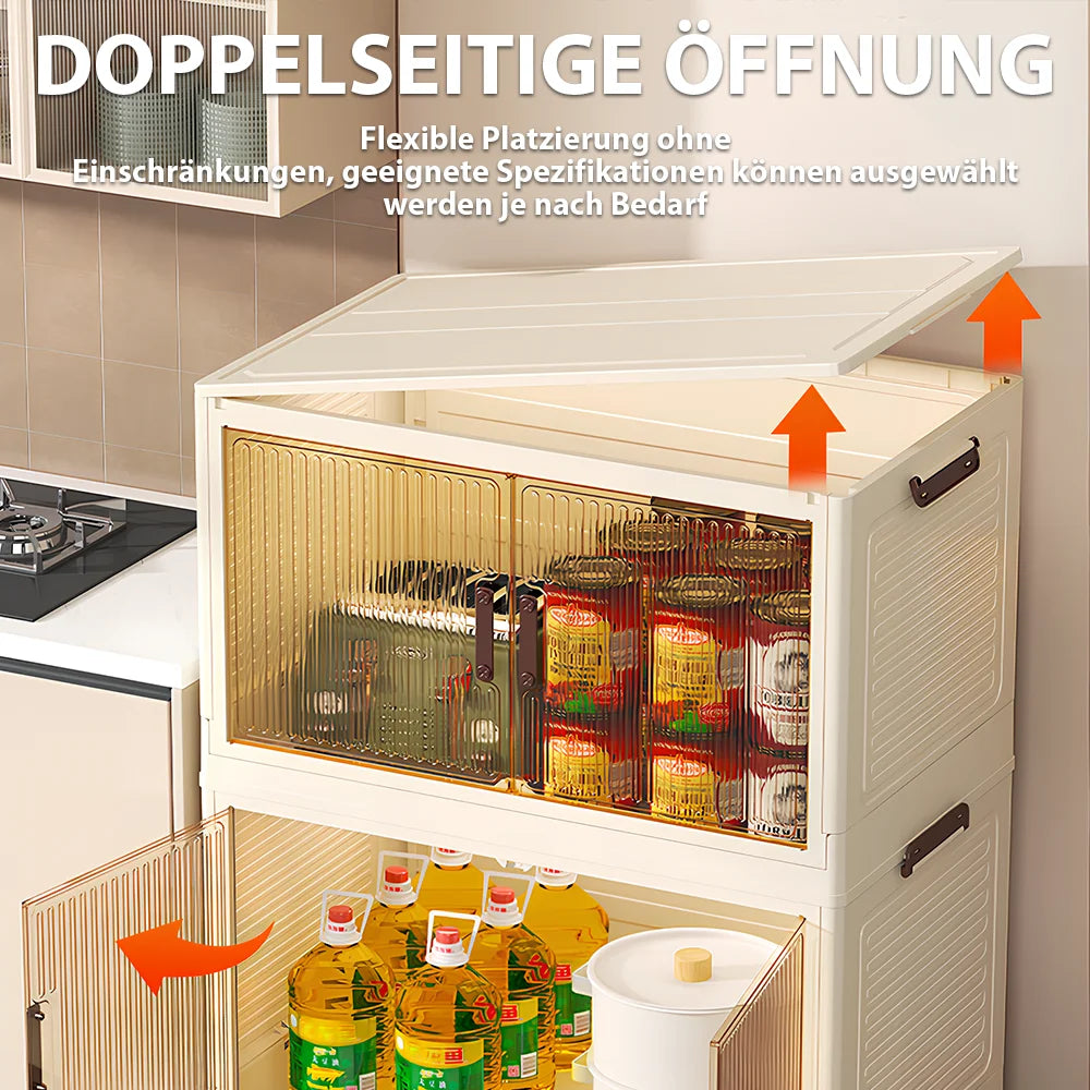 Storage Box Folding Storage Cabinet Dustproof with Swivel Wheels for Kitchen, Bedroom, Living Room