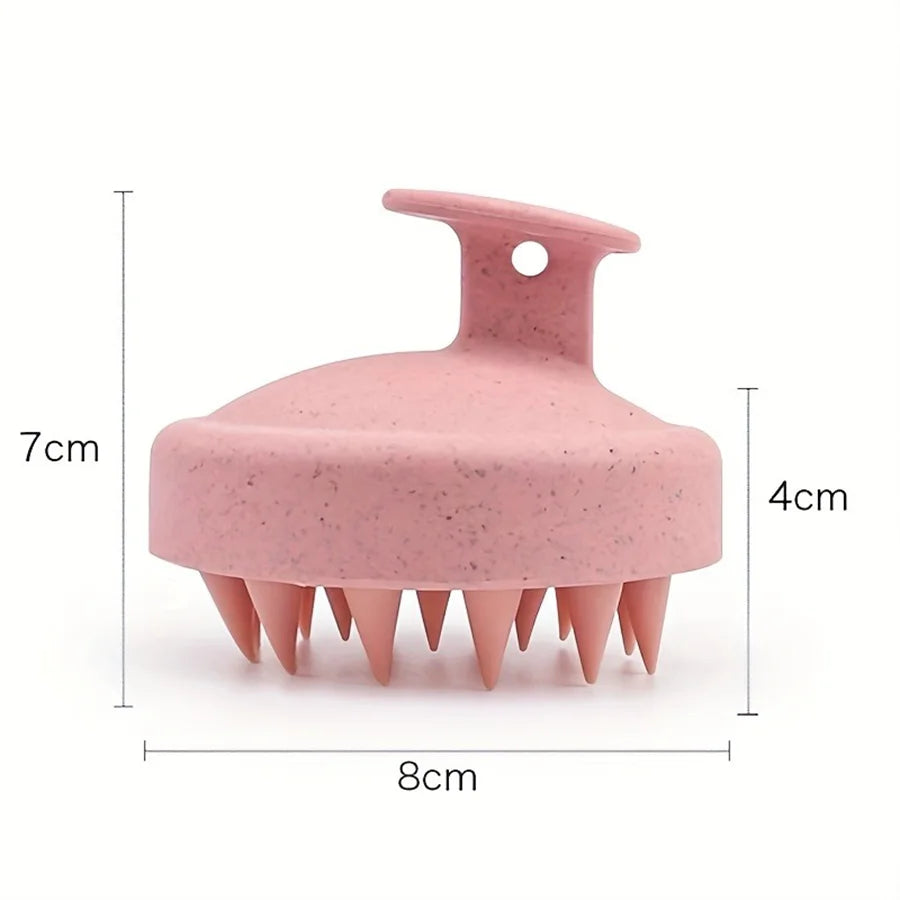 Portable Shampoo Brush, Wheat Straw & Silicone, for Scalp Exfoliation, Easy to Carry, 4 Color Options (Pink, Blue, Green, Beige)