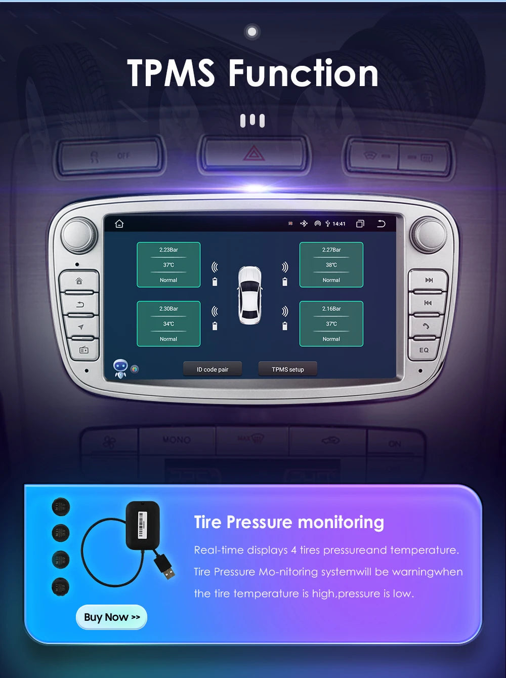 Hizpo 7inch Android Car Radio for Ford Focus S-Max Galaxy C-Max Kuga Mondeo Multimedia Auto CarPlay RDS DSP BT 4G CarPlay SWC