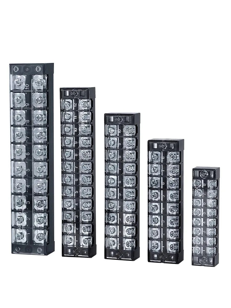 25A 600V Dual Row Barrier Screw Terminal Block Wire Connector TB Series 3 4 5 6 8 10 12 16 20 Positions Ways Factory Wholesale
