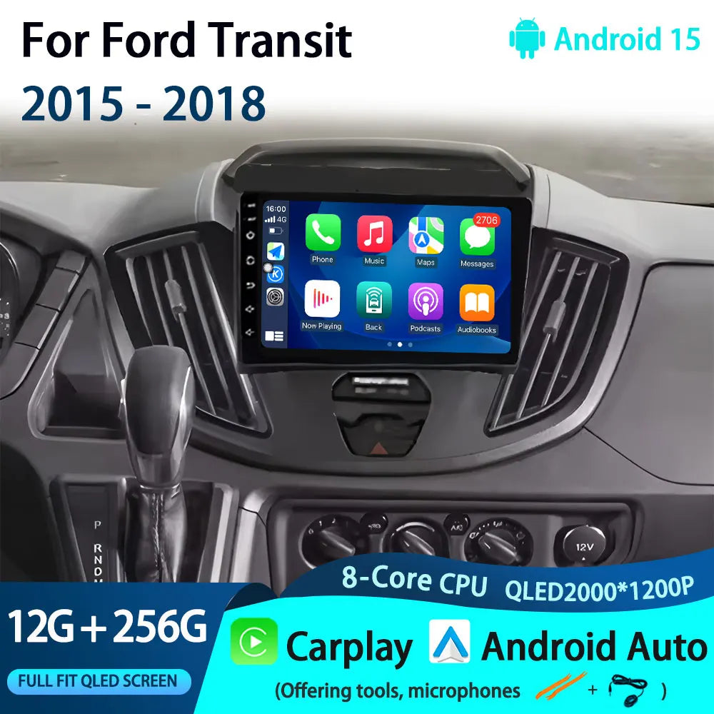 Android 15 for Ford Transit 2015 - 2018 Qualcomm Snapdragon Navigation 4G WIFI  Multimedia Player Auto Carplay auto BT