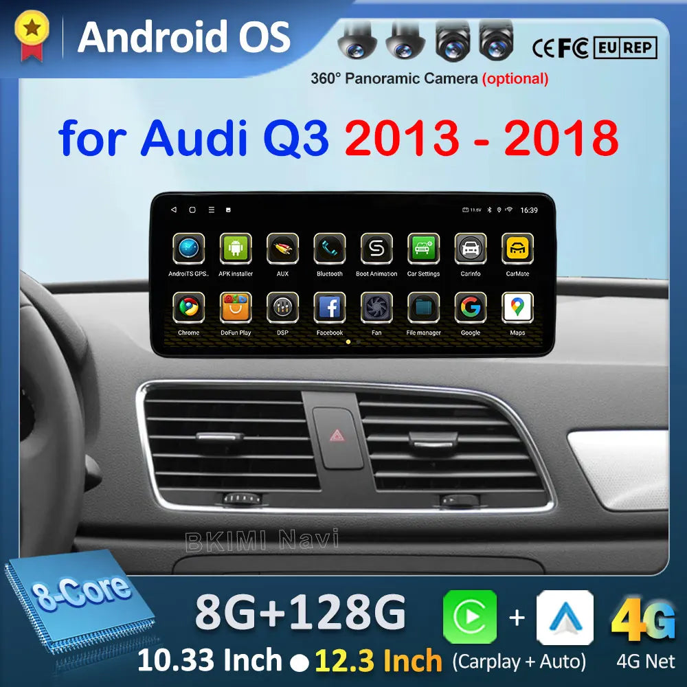 Android OS Car Radio for Audi Q3 2013 2014 2015 2016- 2018 Video Multimedia Player 4G GPS Navi Carplay Auto Accessories DSP BT