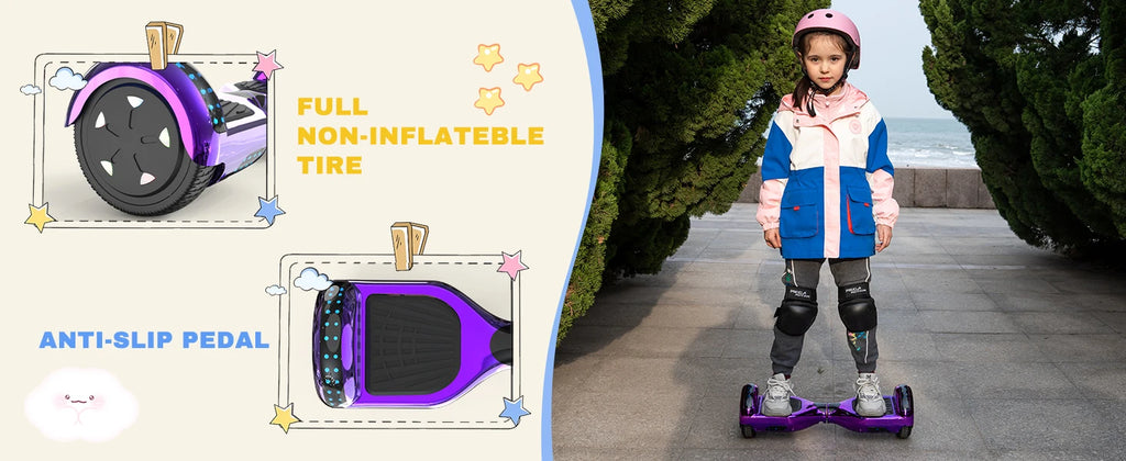 RCB Hoverboard, 6.5 Inch Two Wheel Hoverboard with Bluetooth Speaker with LED Light, Hoverboard Great Gift for Kids and Adults